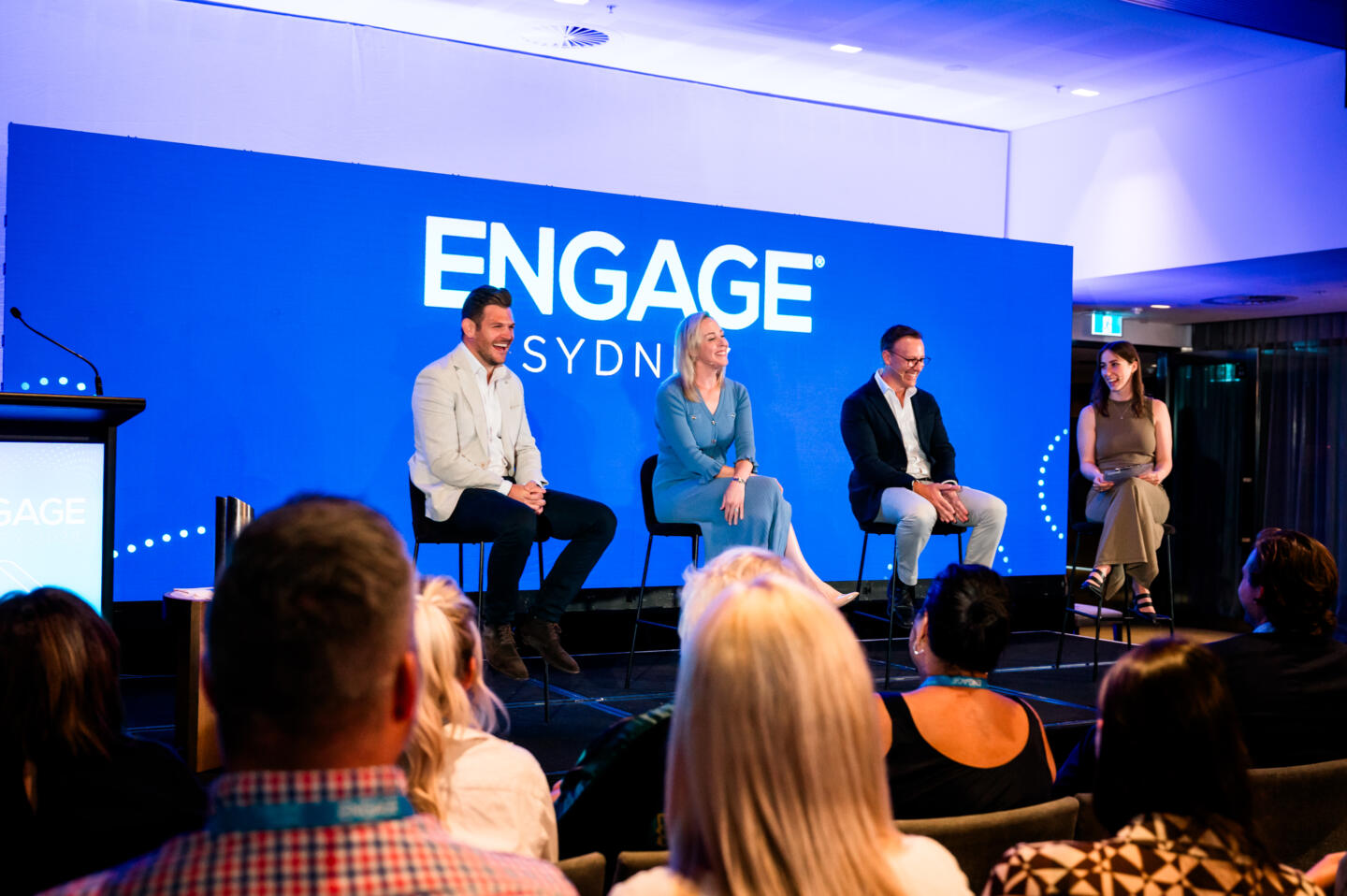 Engage Sydney 2024 panel featuring Craig Sneesby, Samantha Miklos and Henry Gatehouse.