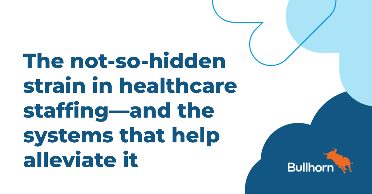 A dashboard view of Bullhorn’s healthcare workforce management software, displaying real-time shift updates, compliance status, and team communication tools.