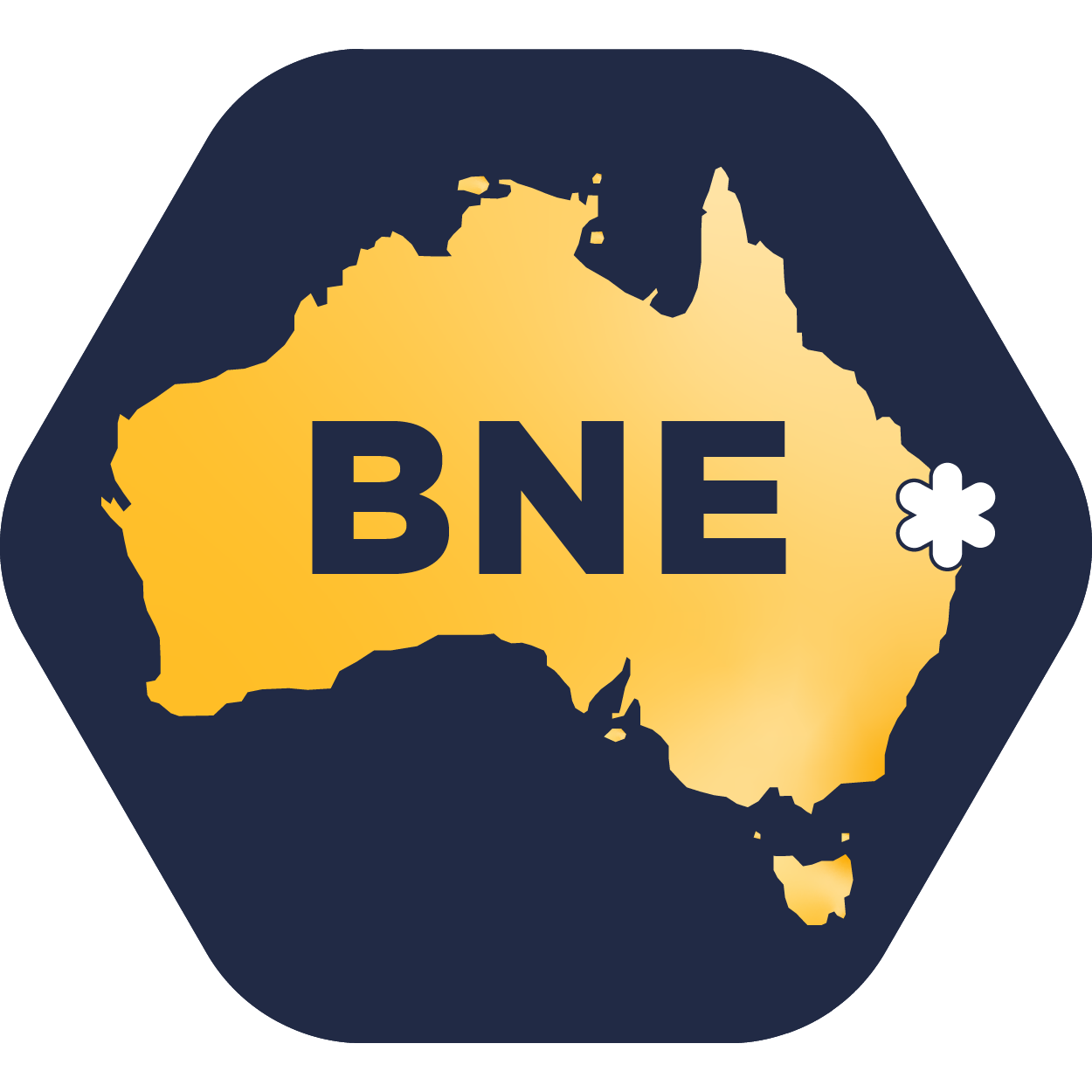 alt="Yellow map silhouette of Australia with Brisbane (BNE) location marker for the Australian recruitment technology roadshow."