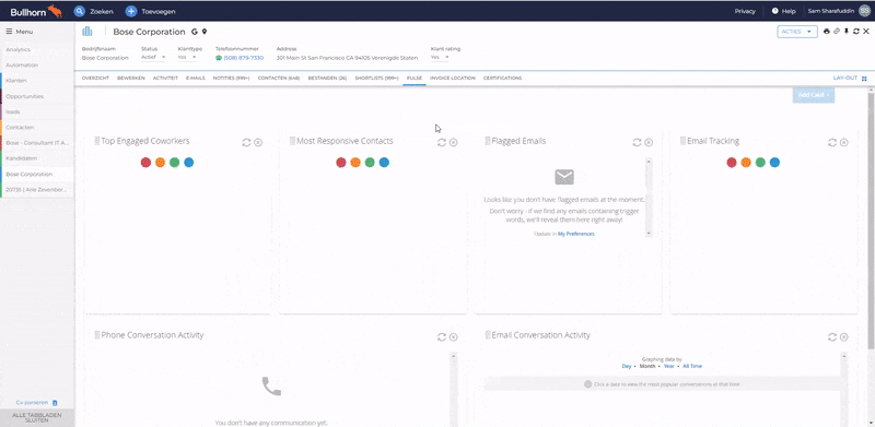 Eine animierte Visualisierung der Bullhorn ATS- und CRM-Software für Personalagenturen.