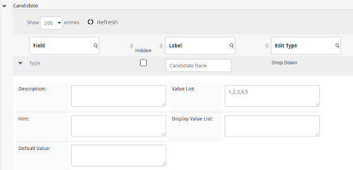 Candidate Ranking Field