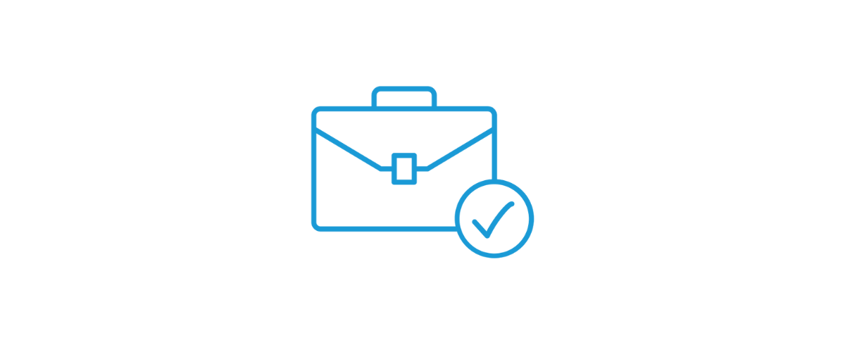Blue briefcase icon with a check mark, representing Bullhorn Market IQ labour market intelligence software.