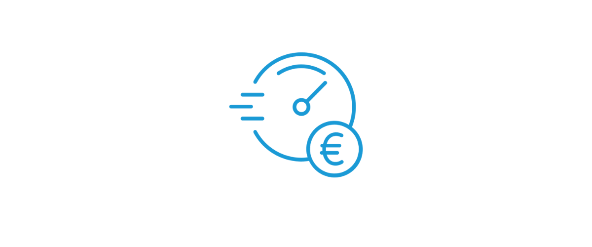 Blue clock icon representing Bullhorn Market IQ on a transparent background, symbolizing labor market intelligence software.