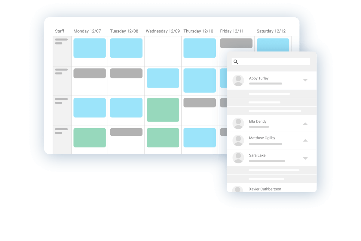 A calendar shown on a tablet and phone, representing Bullhorn Workforce Management software for efficient workforce planning.