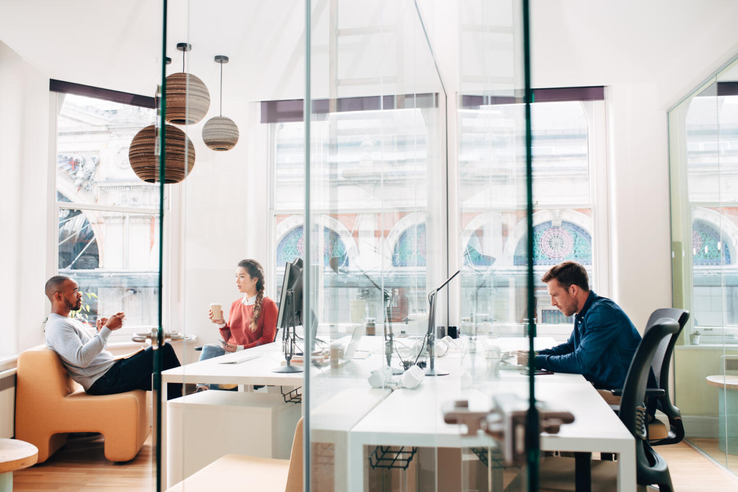 Footer Business People Working In Busy Office Space