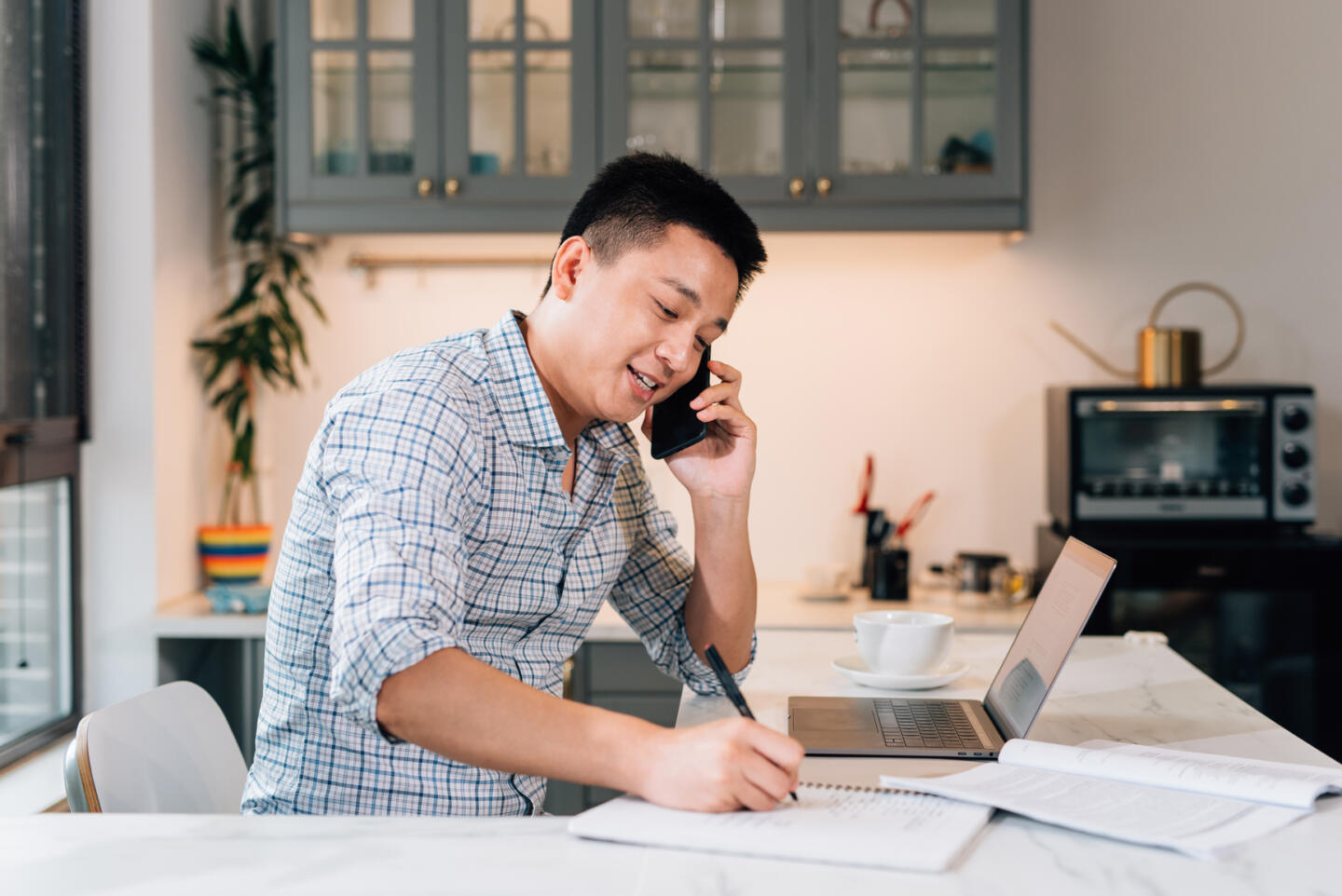 Footer Young Man Working At Home