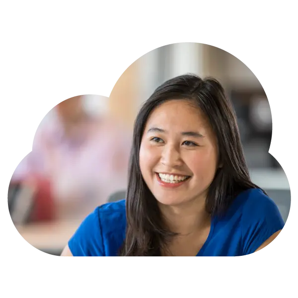 woman smiling in a work environment