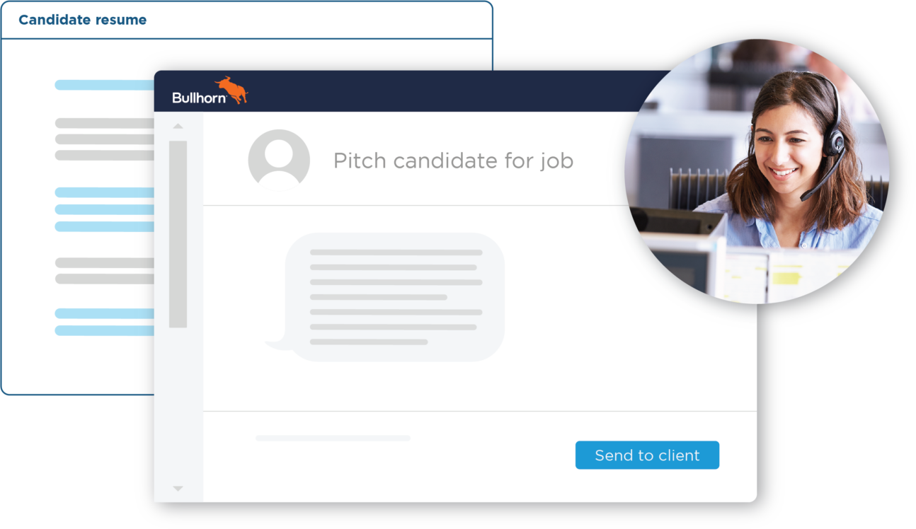 Women with headset looking at candidate profile
