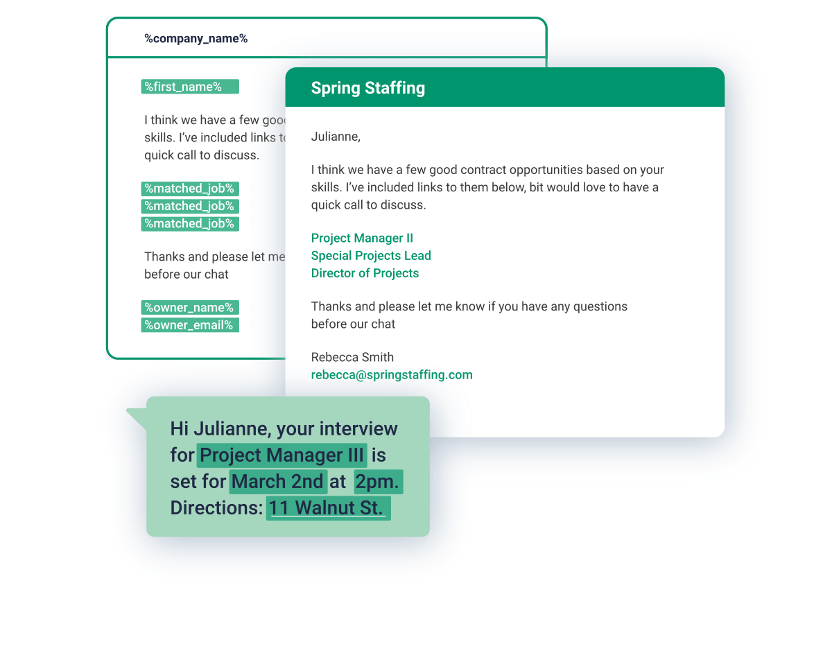 Engaging with the Springfield team in an interview, highlighting Bullhorn Automation's recruitment solutions for staffing agencies.