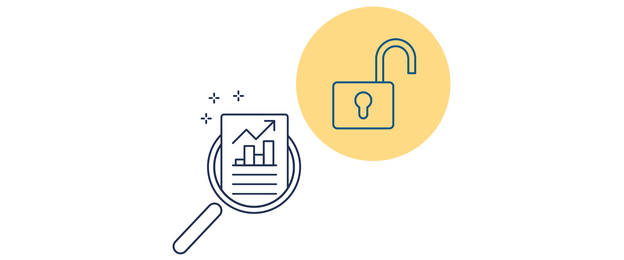 A magnifying glass highlights a padlock, symbolizing unlocking insights in Bullhorn Workforce Management Software for staffing and recruitment agencies.