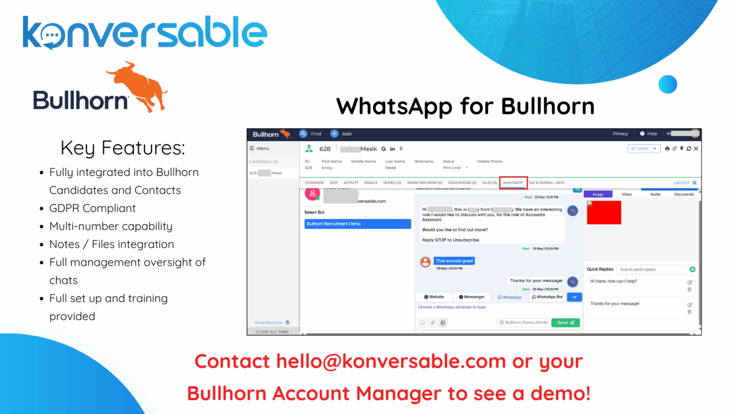 Bullhorn WhatsApp Integration WhatsApp Integration