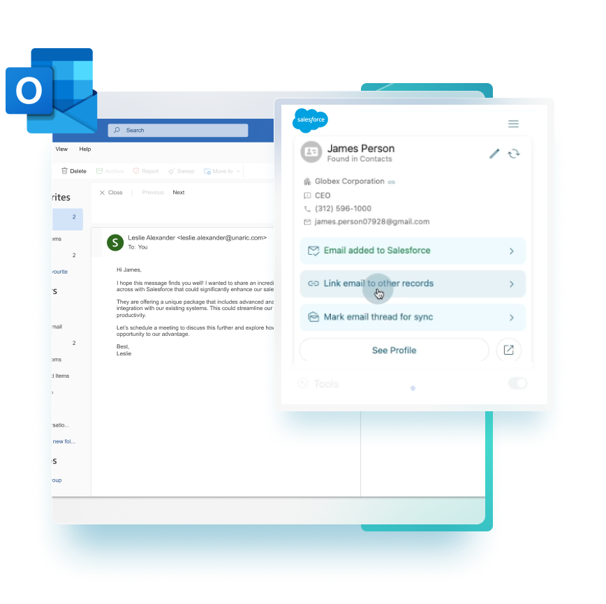 Sync Outlook email and calendars with Salesforce