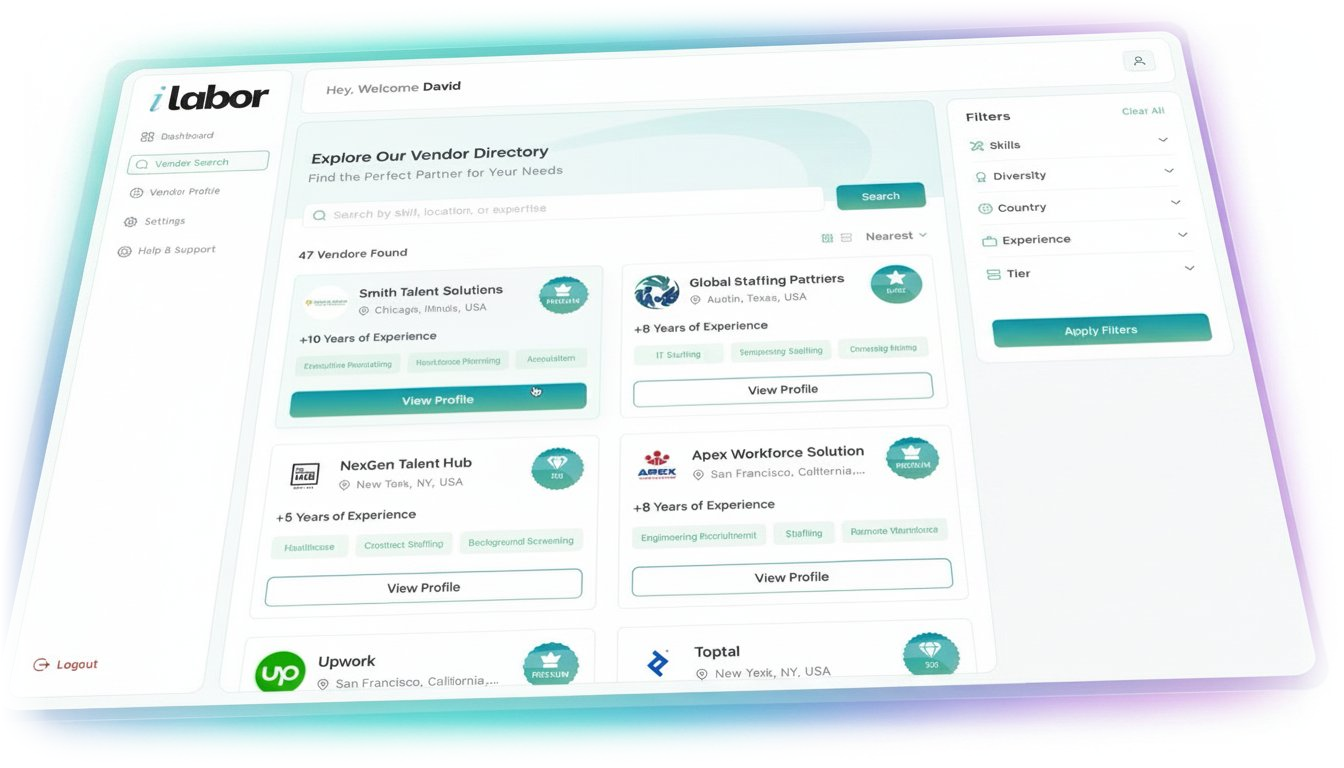 Most vendor programs require months to build, a team to manage, and budget to sustain. Smaller firms end up locked out of the sub-vendor model entirely. Relying on internal recruiters alone and missing placements they could have made. iLabor Select changes that. Post open jobs inside Bullhorn and instantly connect with pre-vetted sub-vendors across any discipline IT, healthcare, industrial, finance, and more. Available on subscription per-requisition, Select gives growing firms a competitive sourcing channel with no infrastructure to build and no vendor relationships to manage from scratch.